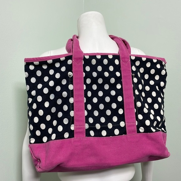 J. Crew Black Polkadot Canvas Tote - Picture 1 of 6